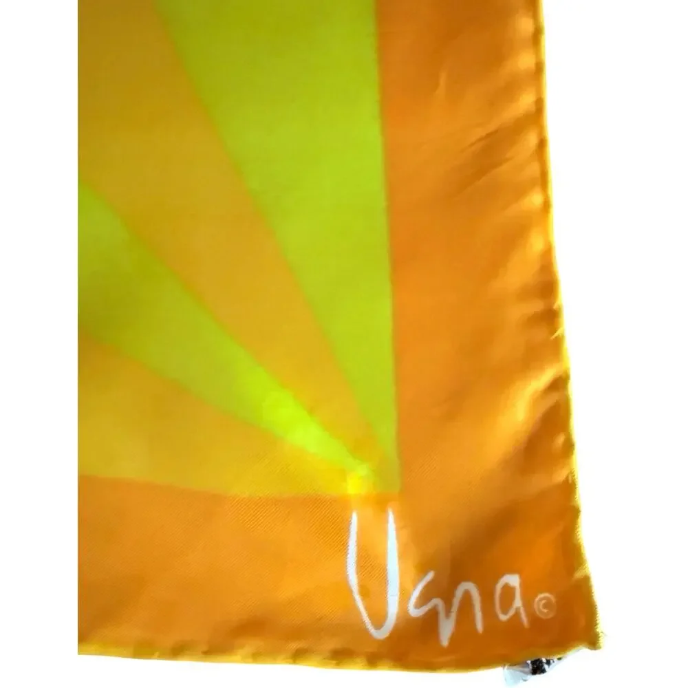 Vintage Vera Neumann Silk Japan Scarf 1970s Op Art Geometric Orange Green 27x27